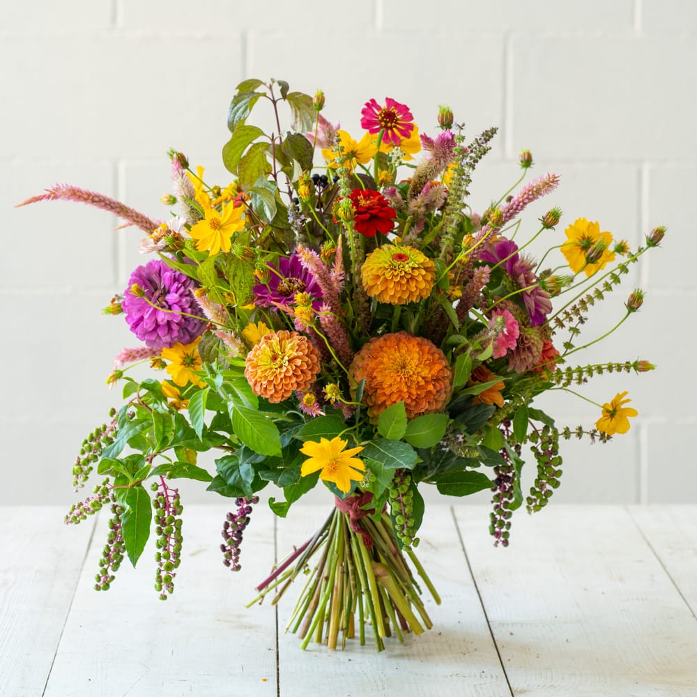 Bouquet bunch of natural seasonal flowers