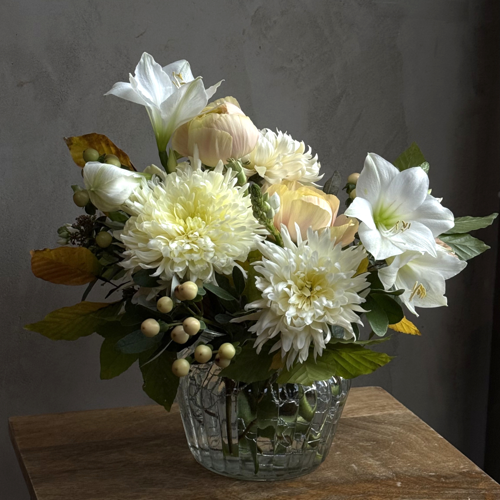 Flower arrangement with mixed winter flowers-medium size